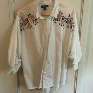 White Floral Blouse